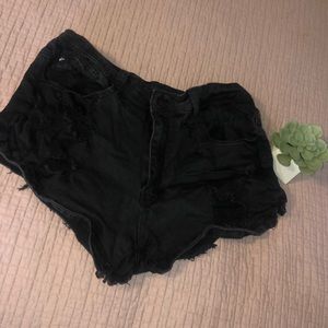 Kan Can Black Distressed Booty Shorts